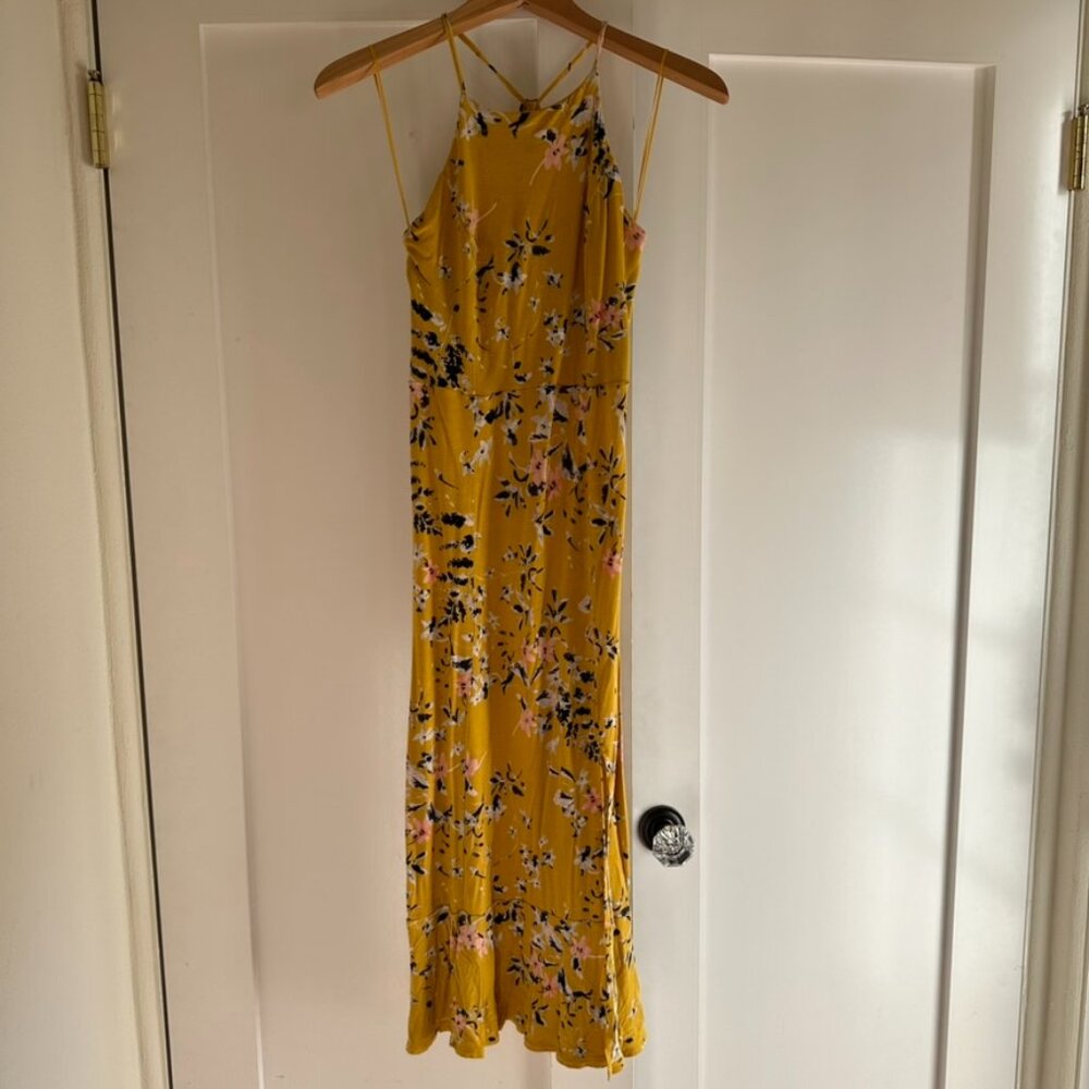 Express Strappy Yellow Floral Midi Dress